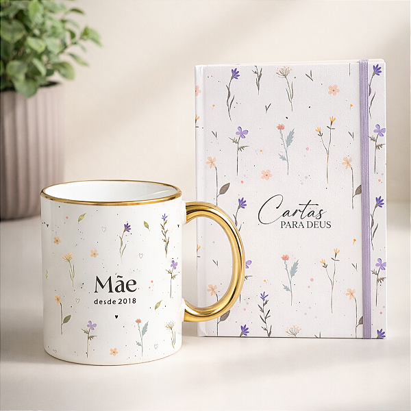 Combo Caneca Mãe + Caderno Cartas para Deus - Dia das Mães ❤