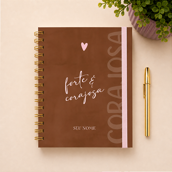 Caderno A5 - Com Versículos | Coleção Cristã | Forte e Corajosa