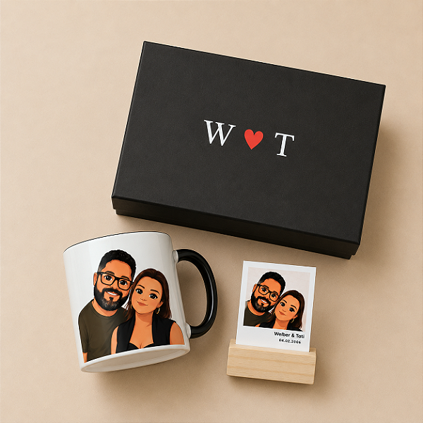 Kit - Caneca + Fotinha Polaroid | Caricatura*