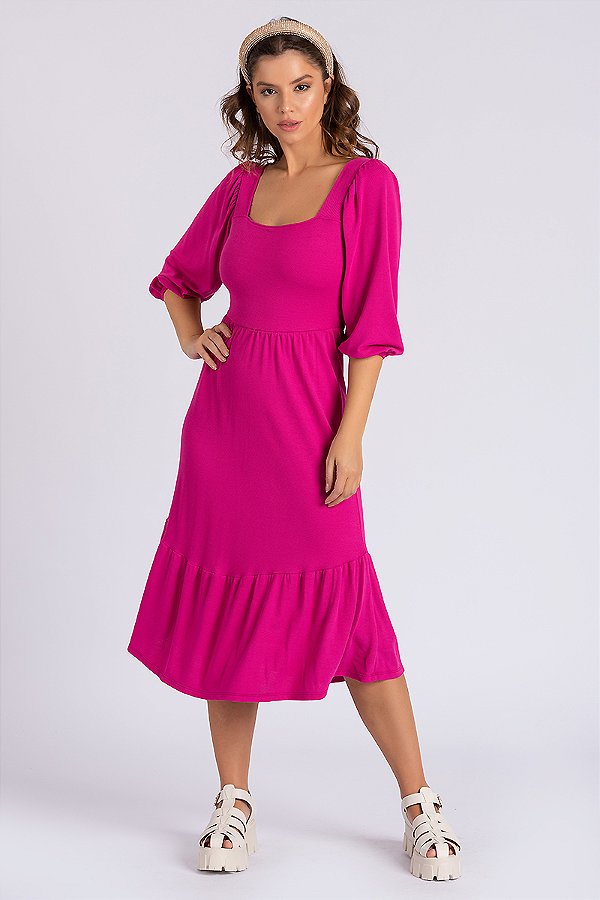 Vestido MIDI manga bufante