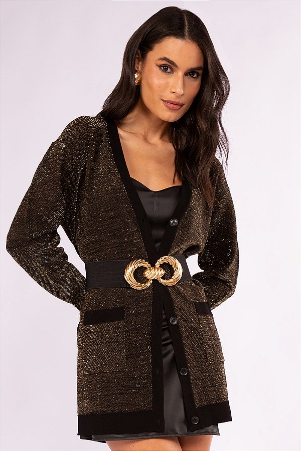 Cardigan de viscose com lurex