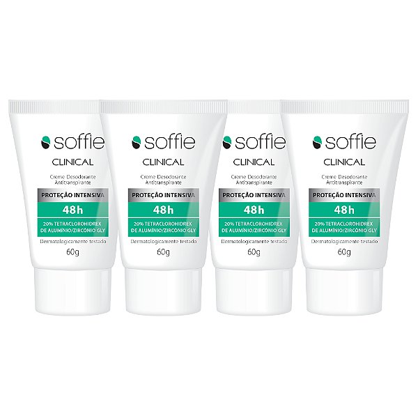 Kit Com 4 Desodorantes Antitranspirantes - Soffie Clinical 48h