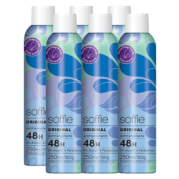 Kit com 6 Desodorantes Antitranspirantes - Soffie Original