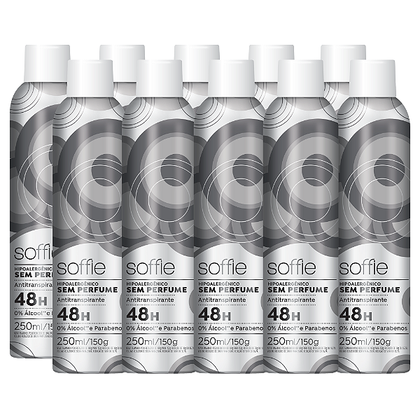 Kit com 10 Desodorantes Antitranspirantes - Soffie Sem Perfume Hipoalergênico