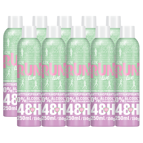 Kit com 10 Desodorantes Antitranspirantes - Soffie RUN Live
