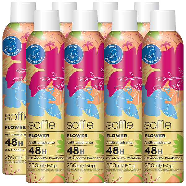 Kit com 8 Desodorantes Antitranspirantes - Soffie Flower