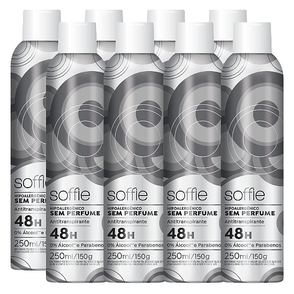 Kit com 8 Desodorantes Antitranspirantes - Soffie Sem Perfume Hipoalergênico