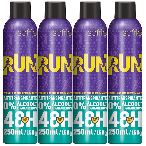 Kit com 4 Desodorantes Antitranspirantes - Soffie RUN