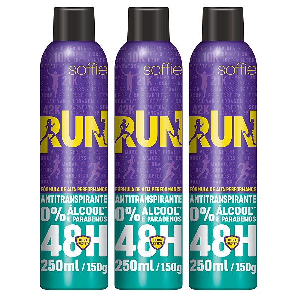 Kit com 3 Desodorantes Antitranspirantes - Soffie RUN
