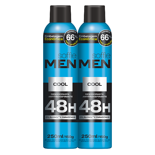 Kit com 2 Desodorantes Antitranspirantes Soffie Men Cool
