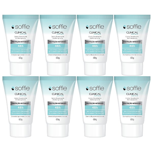 Kit Com 8 Desodorantes Antitranspirantes - Soffie Clinical Clean Fresh 48h