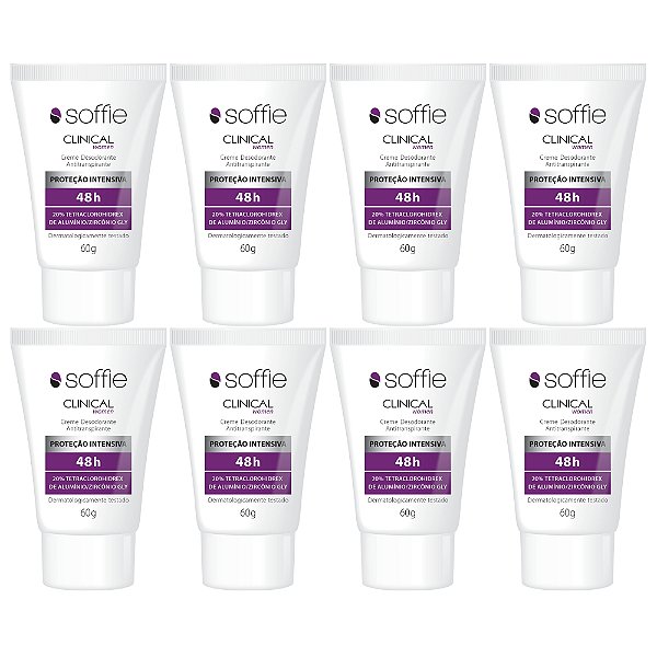 Kit Com 8 Desodorantes Antitranspirantes - Soffie Clinical Women 48h
