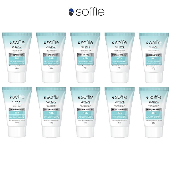 Kit com 10 desodorantes antitranspirantes - Soffie Clinical Clean Fresh 48h