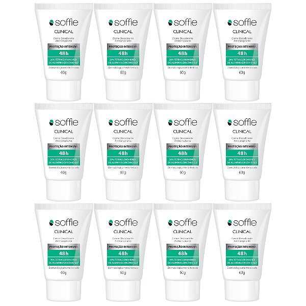 Kit Com 12 Desodorantes Antitranspirantes - Soffie Clinical 48h