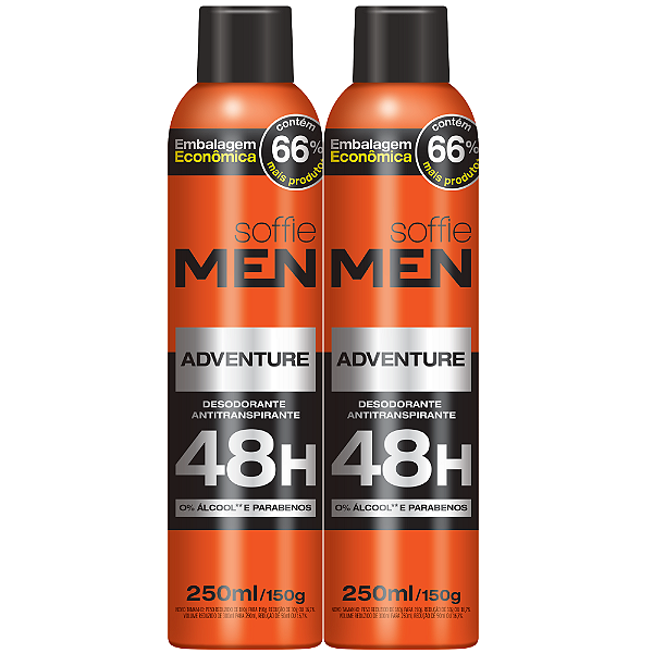 Kit com 2 Desodorantes Antitranspirantes - Soffie Men Adventure