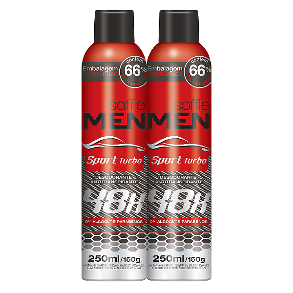 Kit com 2 Desodorantes Antitranspirantes - Soffie Men Sport Turbo
