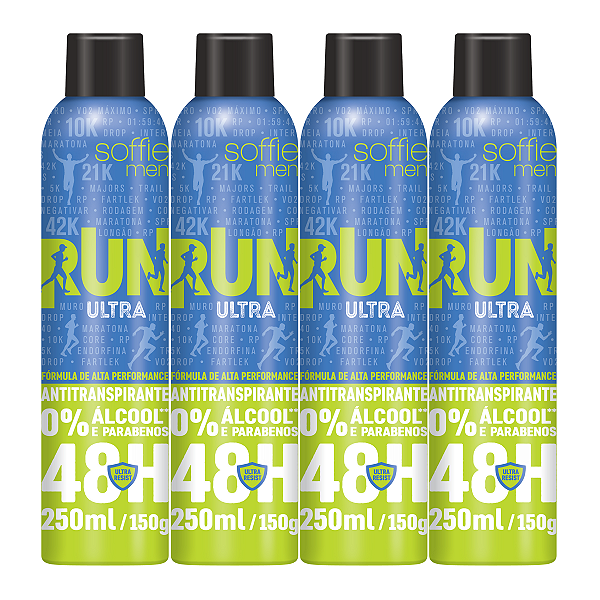 Kit com 4 Desodorantes Antitranspirantes - Soffie RUN Ultra