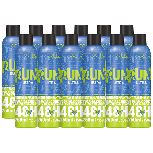 Kit com 12 Desodorantes Antitranspirantes - Soffie RUN Ultra