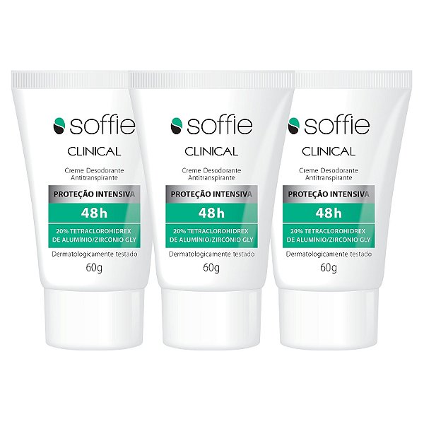 Kit com 3 Desodorantes Antitranspirantes Sofﬁe CLINICAL 48h