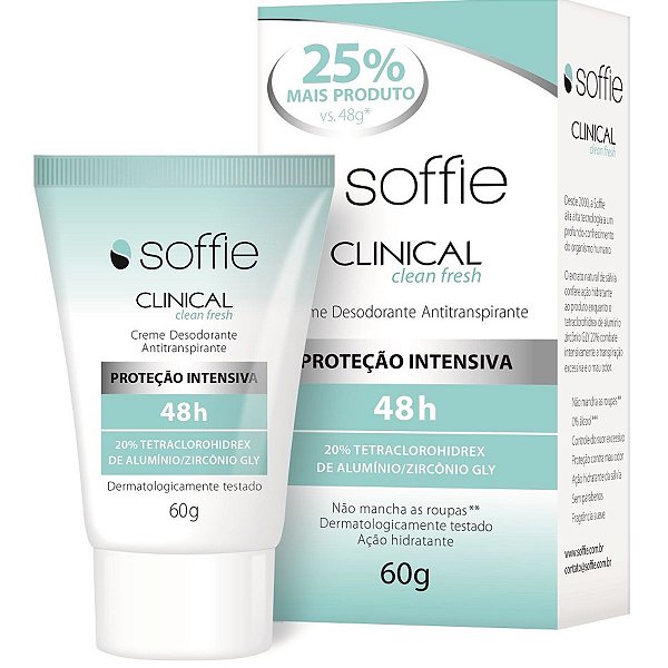 Desodorante Antitranspirante Soffie CLINICAL 48h - Clean Fresh