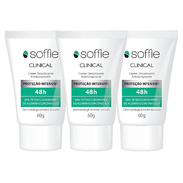 Kit Com 3 Desodorantes Antitranspirantes - Soffie Clinical 48h