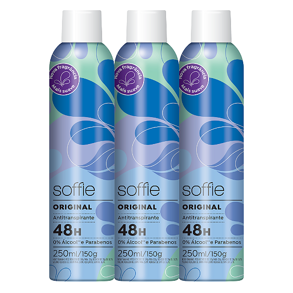 Kit com 3 Desodorantes Antitranspirantes - Soffie Original