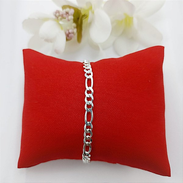 Pulseira Banhada A Prata De Elo 3x1 Masculina Bijou Art