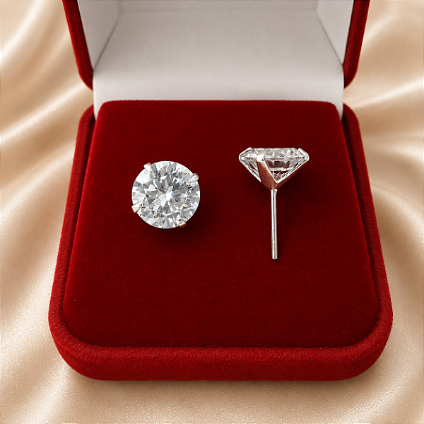 Brinco De Prata Com Pedra De Zircônia Bijou Art