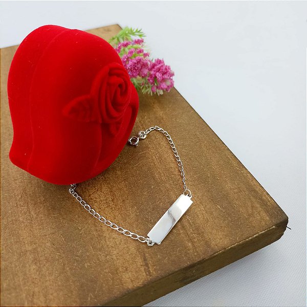 Pulseira De Prata Infantil Com Chapa Bijou Art