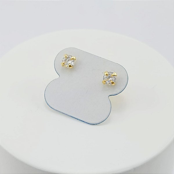 Brinco Banhado A Ouro Antialérgico Com Pedra De Zircônia Bijou Art