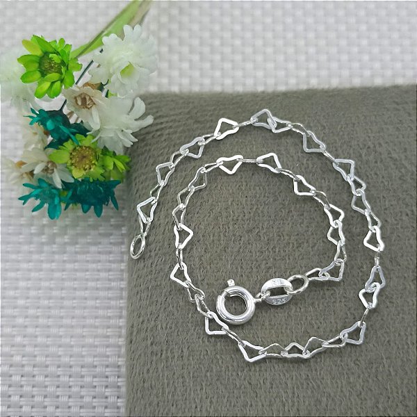 Pulseira De Prata Elo Coração Bijou Art