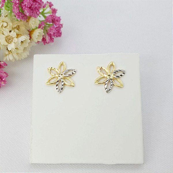 Brinco Fixo Banhado A Ouro De Flor Bijou Art