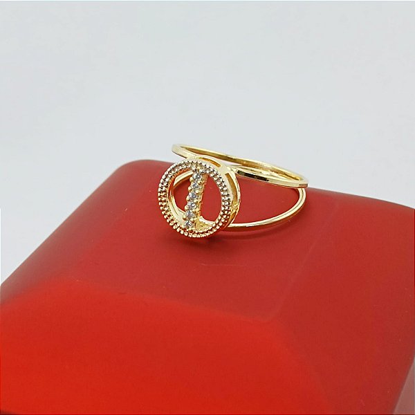 Anel Banhado A Ouro Fino Cravejado Bijou Art