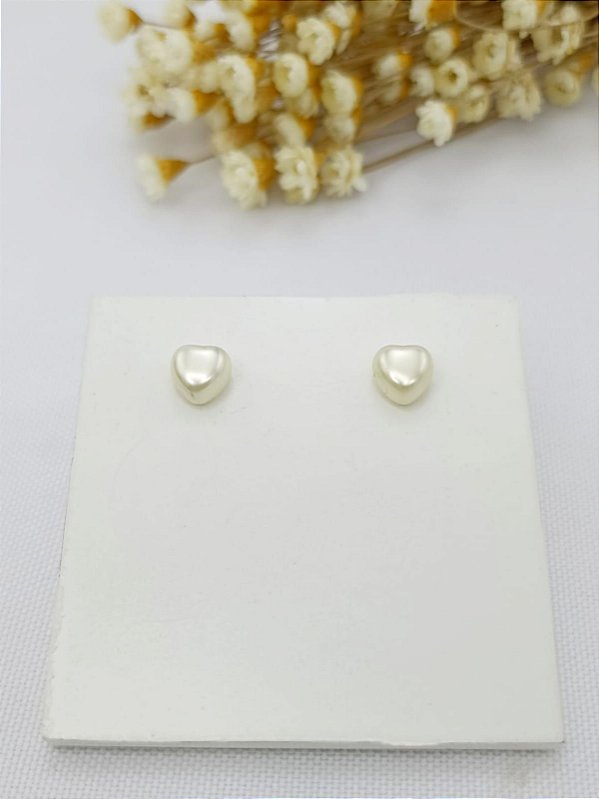 Brinco Banhado A Ouro Fixo De Pérola Coração (Médio) Bijou Art