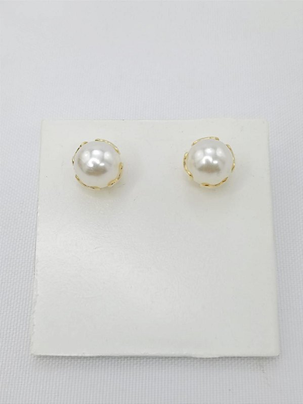 Brinco Banhado A Ouro De Pérola 10 mm Bijou Art