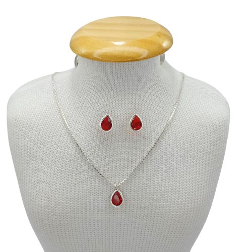 Conjunto De Prata de Gota Corrente Pingente e Brinco Bijou Art