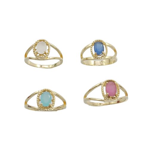 Anel Banhado a Ouro Com Pedra Oval Bijou Art