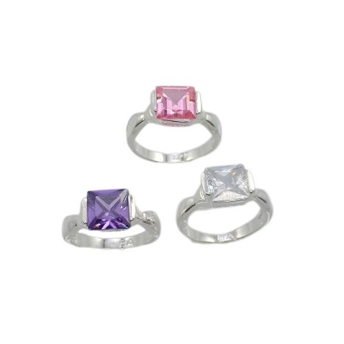 Anel Banhado a Prata Com Pedra Quadrada Bijou Art