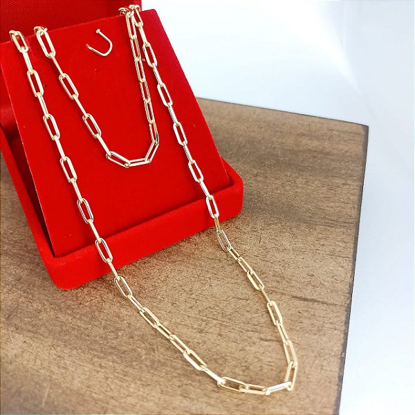 Corrente Banhada a Ouro Elo Cartie 60 Cm Bijou Art