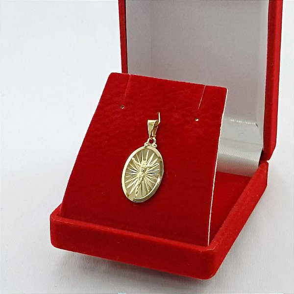 Pingente Banhado a Ouro De Placa Oval Com Cristo Bijou Art