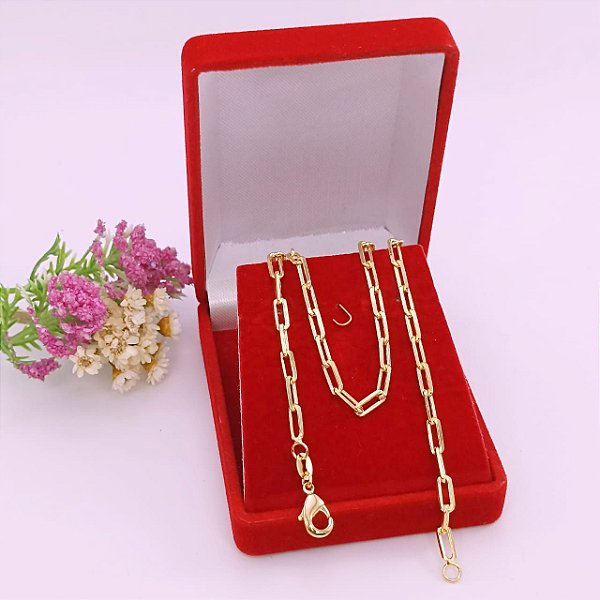 Corrente Banhada a Ouro Elo Cart 60 cm Bijou Art