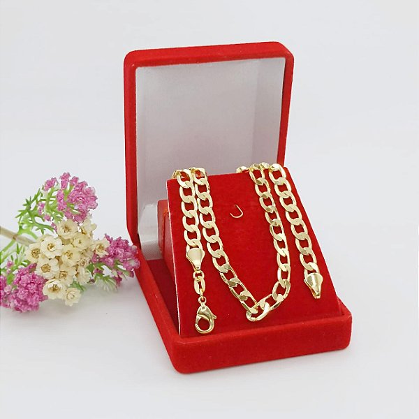 Corrente Banhada a Ouro Elo Curto Aberto 60 cm Bijou Art