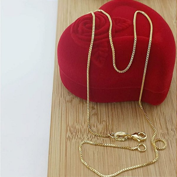 Corrente Banhada a Ouro Elo Veneziana Fechada 40 cm Bijou Art