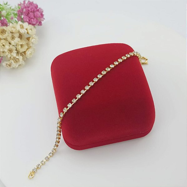 Pulseira Infantil Banhada a Ouro Com Pedras de Strass Bijou Art