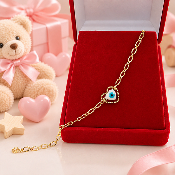 Pulseira Infantil Banhada a Ouro Com Olho Grego Bijou Art