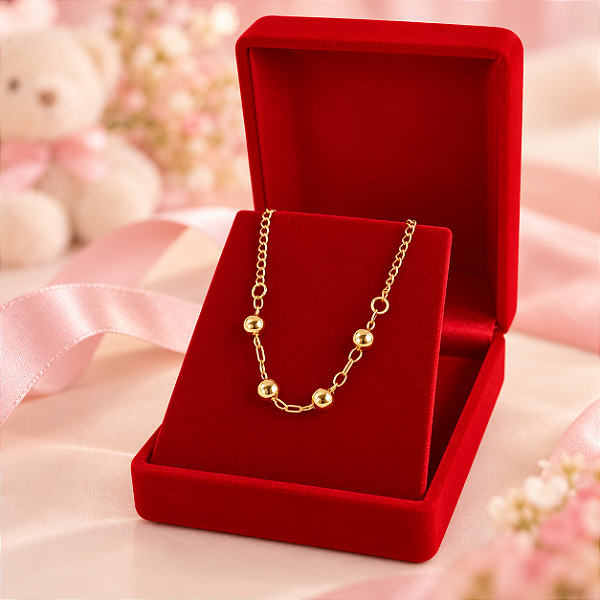 Pulseira infantil Banhada a Ouro Com Bolas Bijou Art