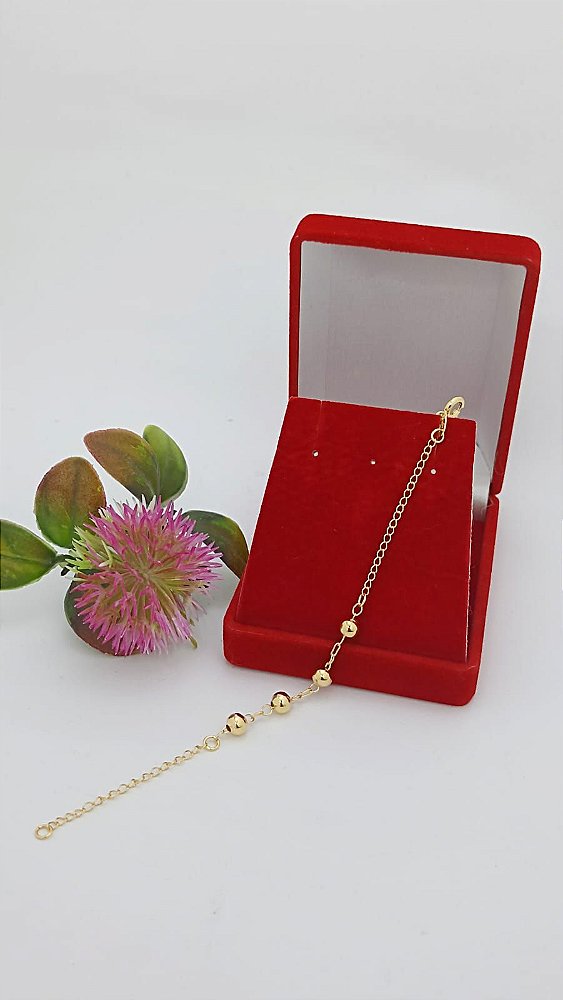 Pulseira infantil Banhada a Ouro Com Bolas Bijou Art
