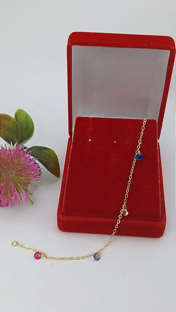 Pulseira Infantil Banhado a Ouro Com Pedras Bijou Art