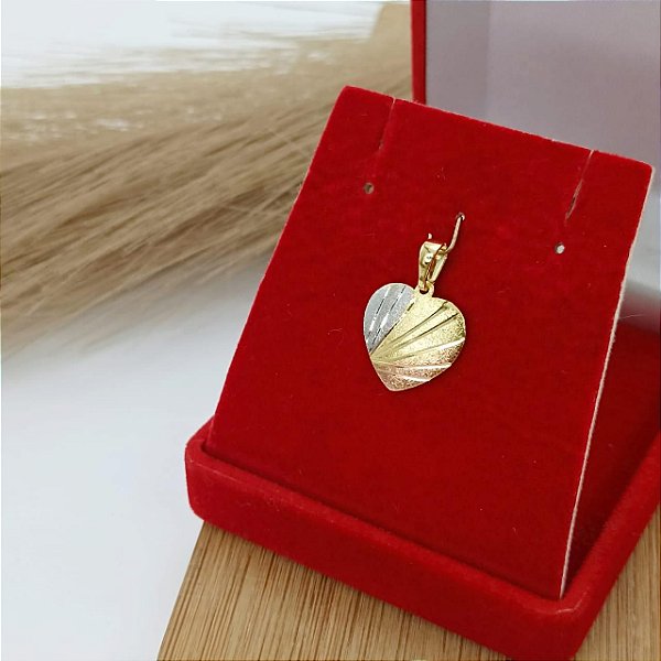 Pingente Banhado a Ouro de Coração Trabalhado Bijou Art