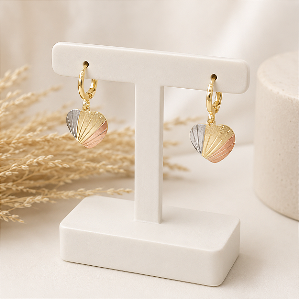 Brinco Banhado a Ouro de Argola Com Coração Bijou Art
